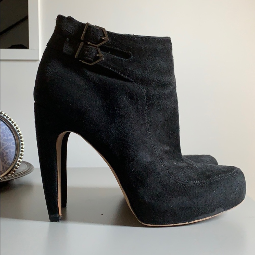 Sam Edelman black suede platform booties